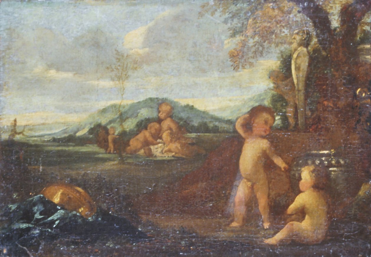 Putti in einer Landschaft von Nicolas Poussin