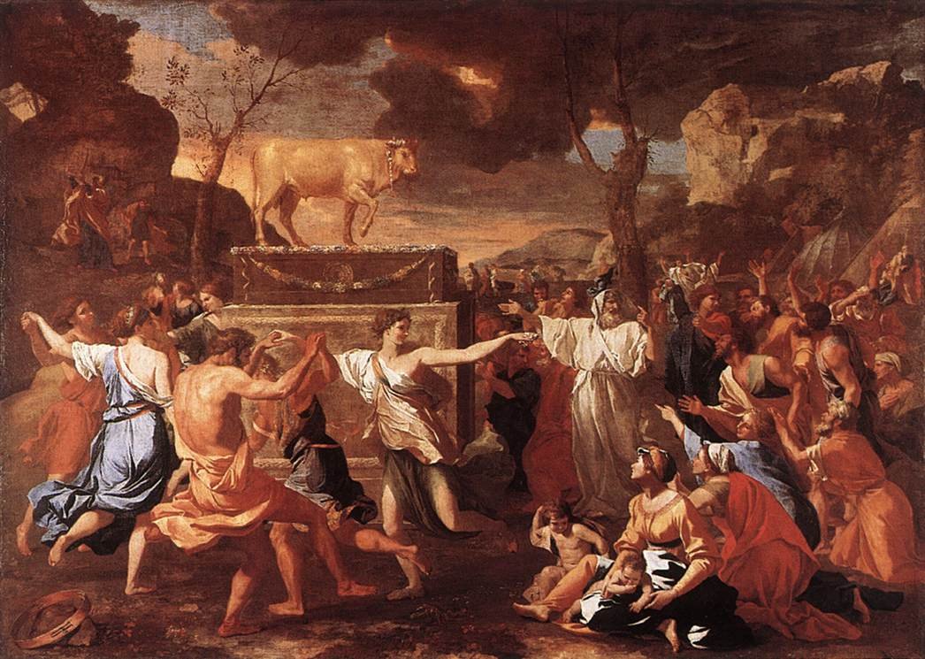 Die Anbetung des Goldenen Kalbs von Nicolas Poussin