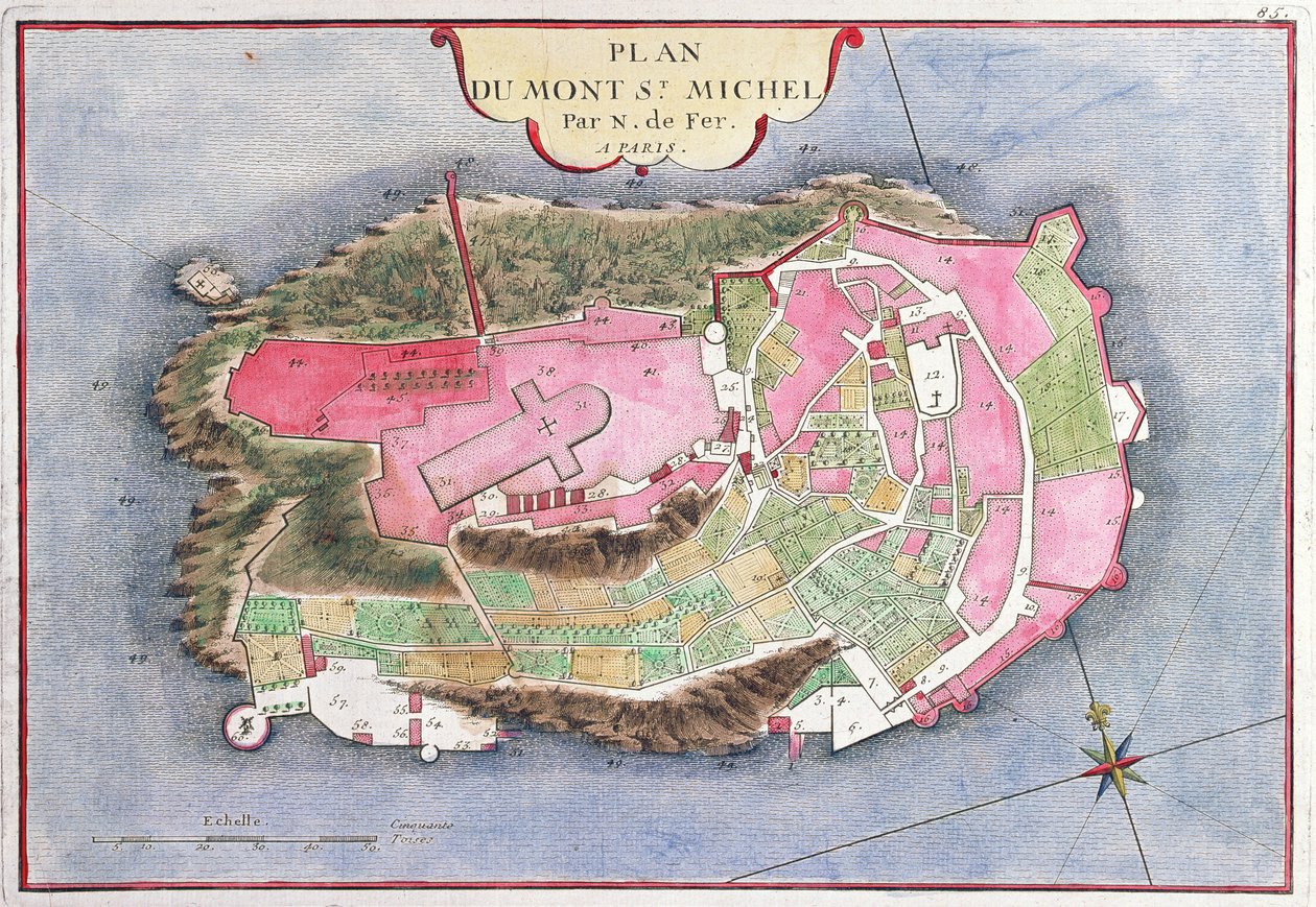 Plan von Mont Saint-Michel, 1703 von Nicolas de Fer