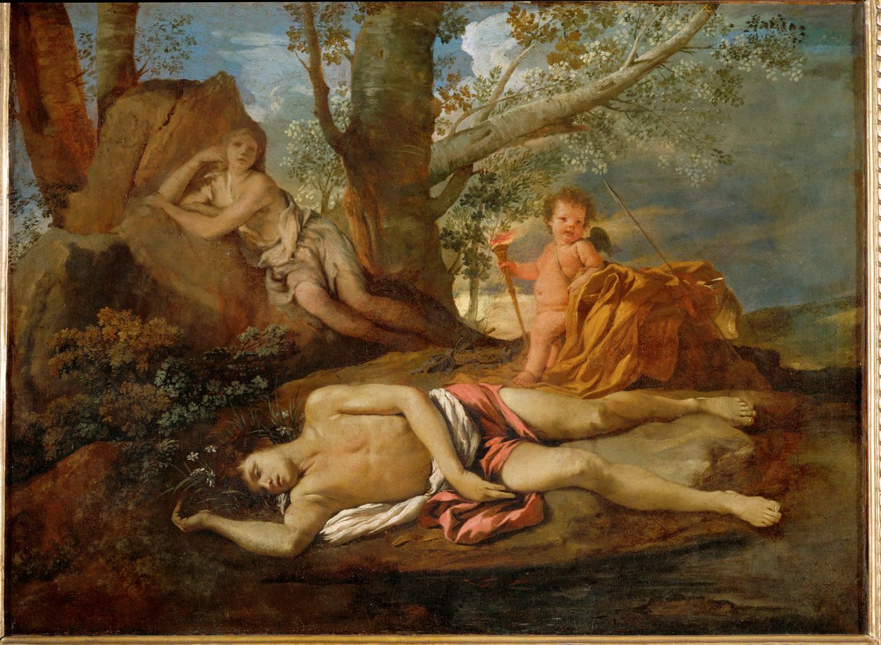 Echo und Narziss von Nicolas (attr.to) Poussin