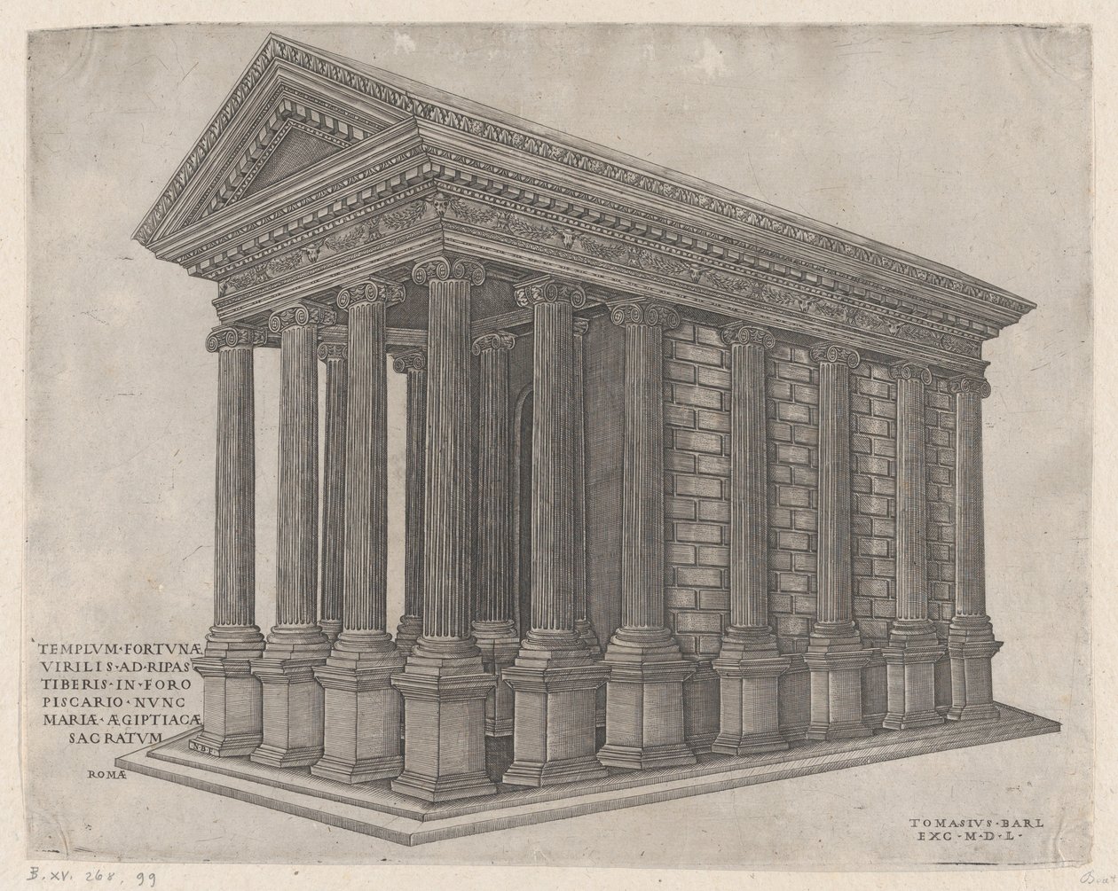 Tempel der Fortuna, Rom, 1550 von Nicolas Beatrizet