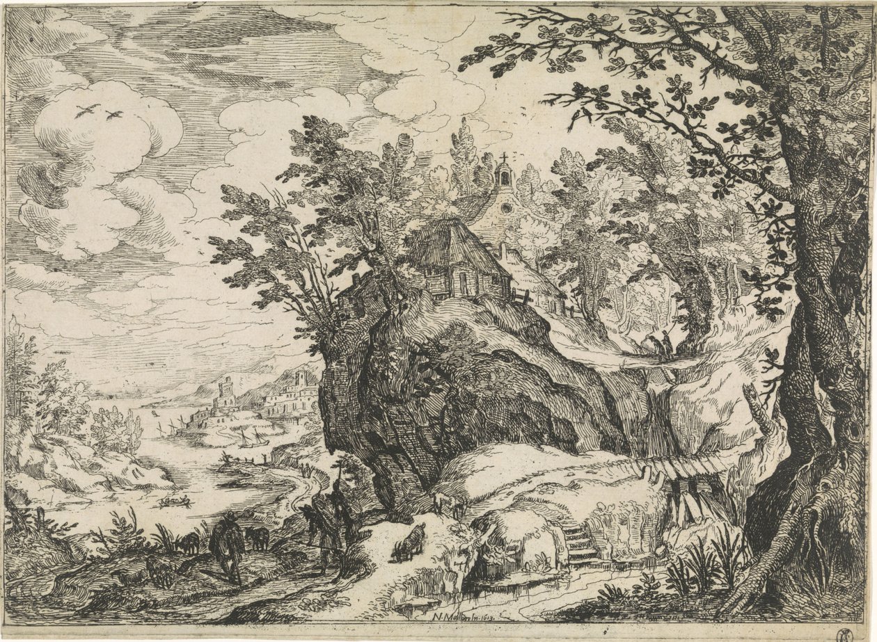 Berglandschaft mit einer Kirche von Nicolas Moillon