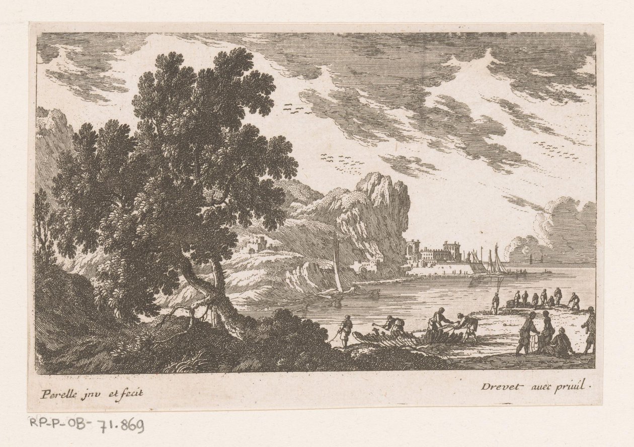 Küstenansicht mit Hafenarbeitern von Nicolas Perelle