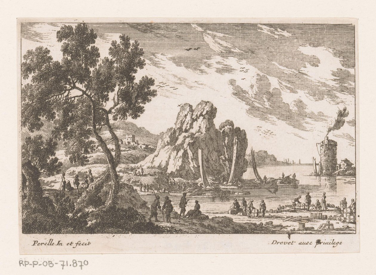 Küstenlandschaft mit Turm von Nicolas Perelle