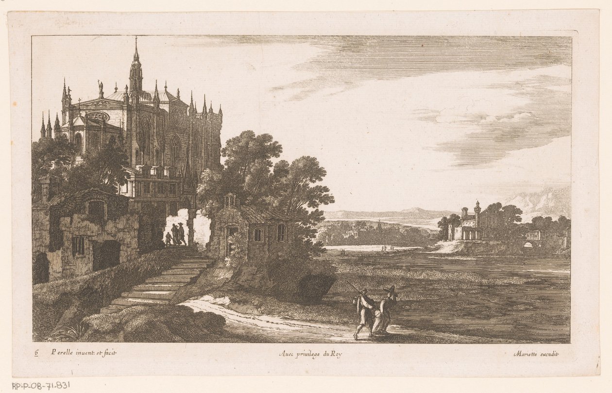 Landschaft mit Kathedrale von Nicolas Perelle