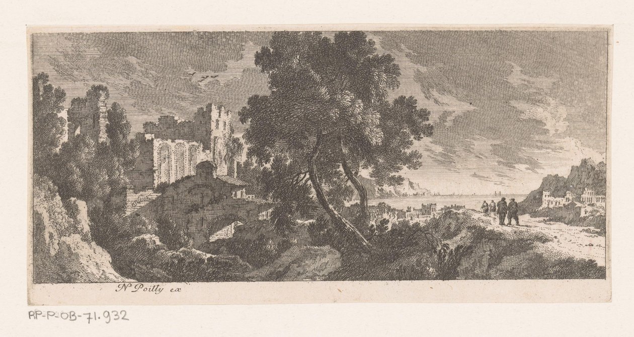 Landschaft mit Ruine am Meer von Nicolas Perelle