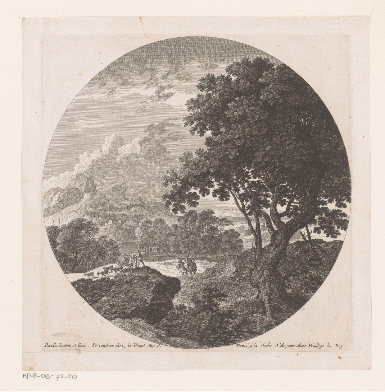 Landschaft mit zwei Männern und einer Ziegenherde von Nicolas Perelle