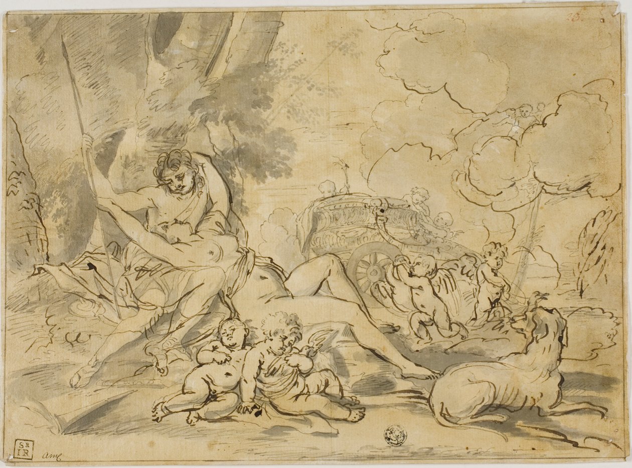 Figuren, Wagen und Hund von Nicolas Poussin