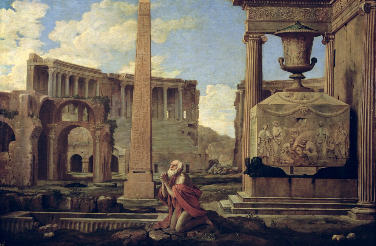 Einsiedler unter den Ruinen von Nicolas Poussin