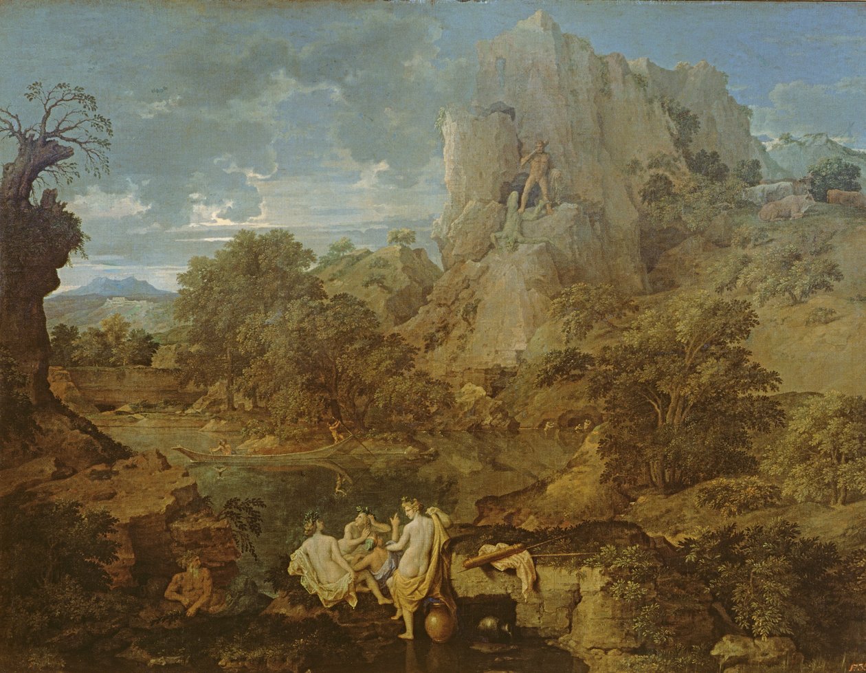 Landschaft mit Herkules und Cacus, ca. 1656 von Nicolas Poussin
