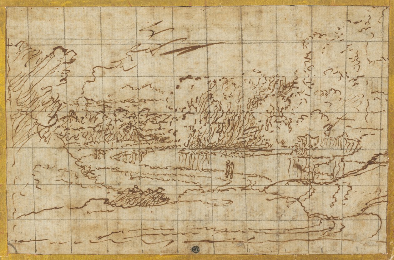 Straße entlang eines gewundenen Flusses von Nicolas Poussin