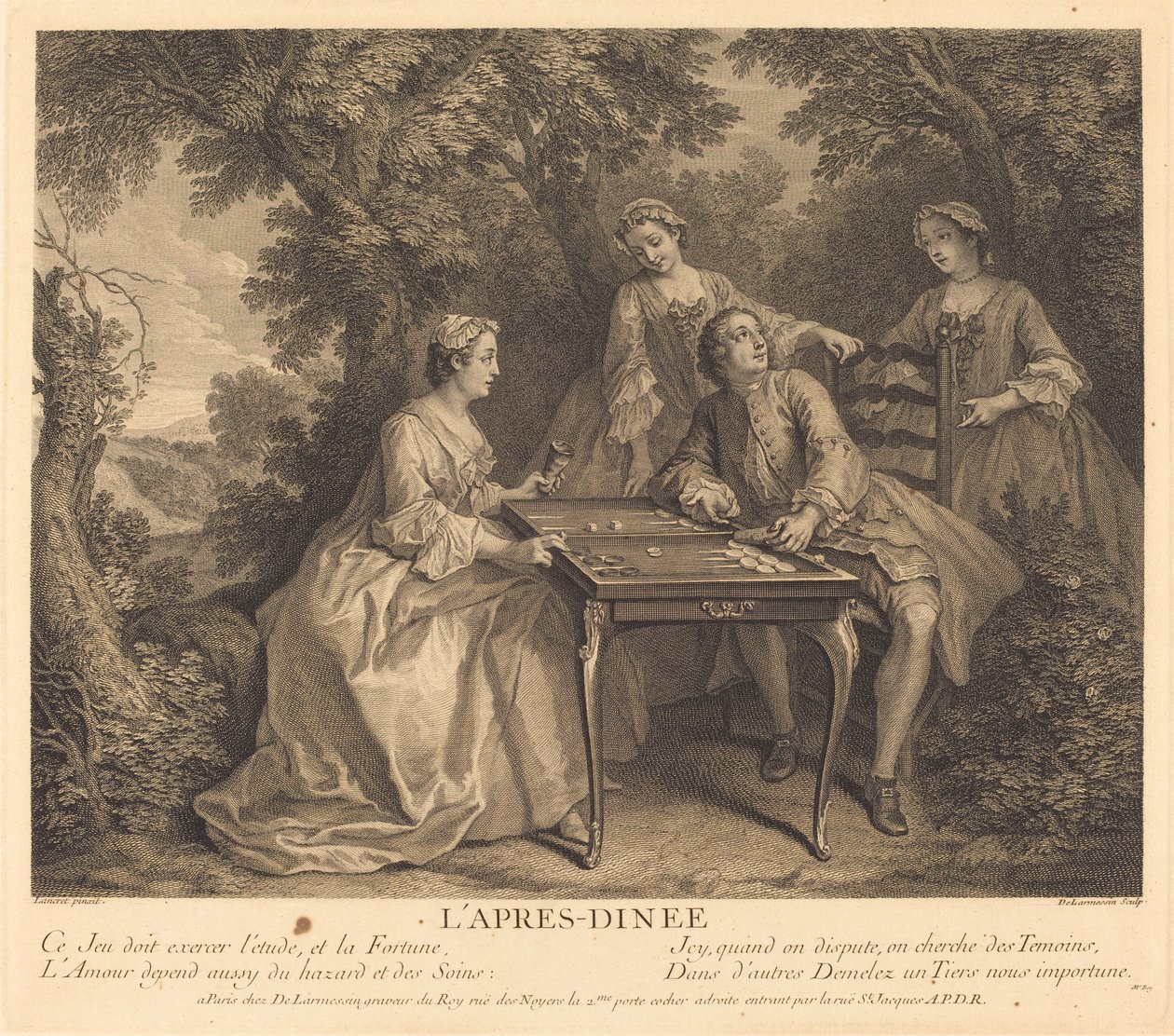 Nach dem Abendessen von Nicolas de Larmessin IV after Nicolas Lancret