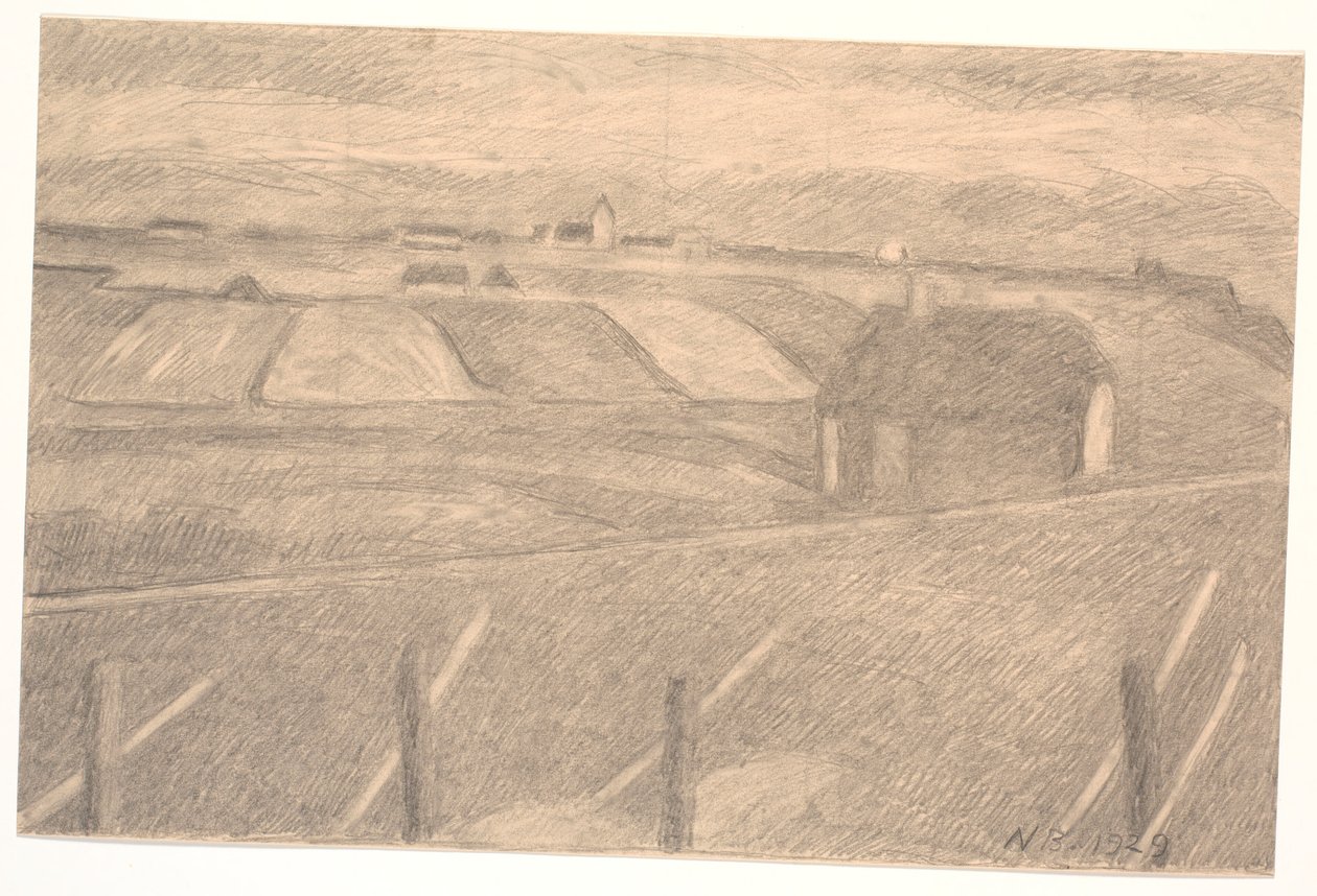 Landschaft bei Ferring, Leuchtturm beleuchtet von Niels Jakob Jakobsen Bjerre