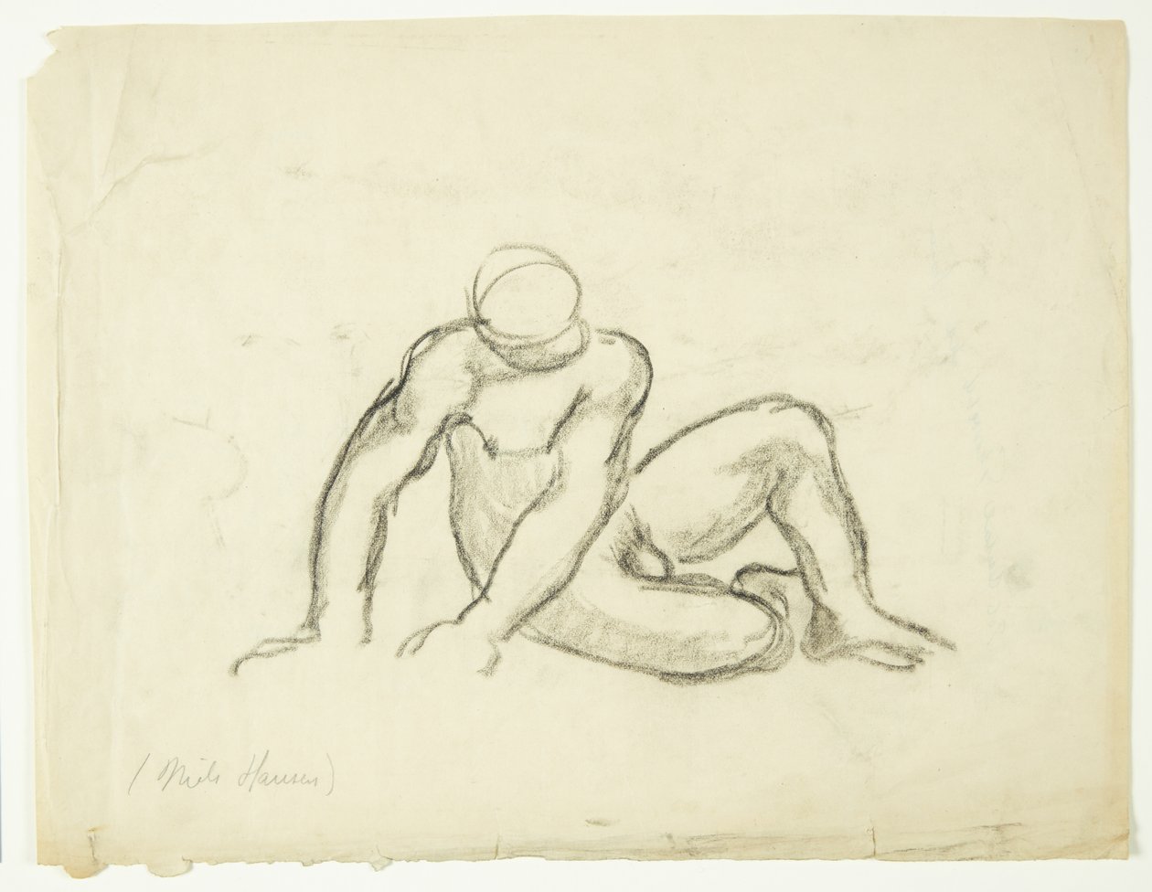 Studie eines sitzenden nackten Mannes von Niels Hansen