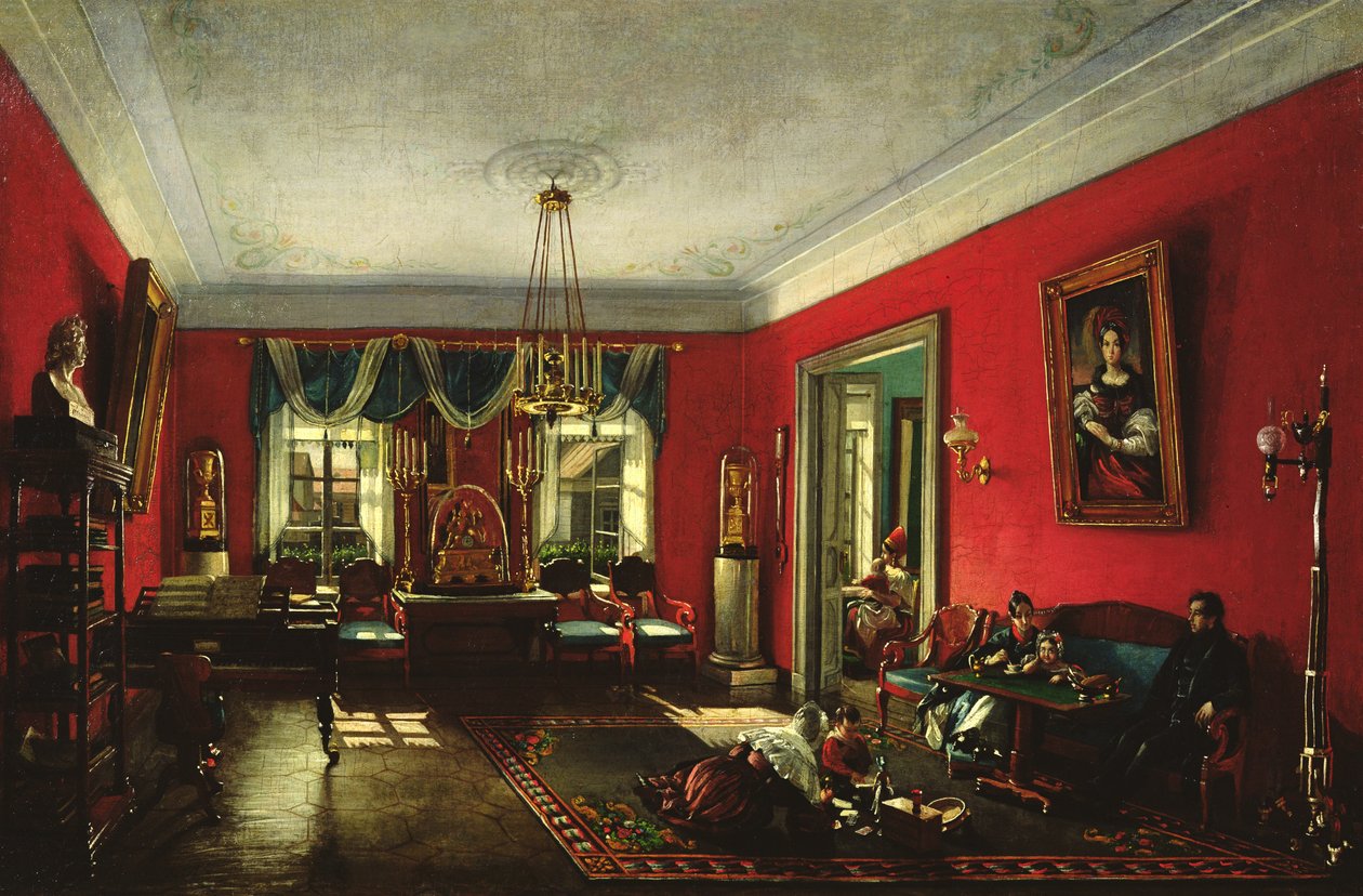 Die Familie Nashchokin im Wohnzimmer von Nikolai Ivanov Podklutchnikov