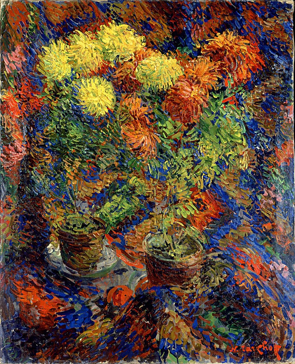 Chrysanthemen auf einem orientalischen Teppich von Nikolai Alexandrovich Tarkhov