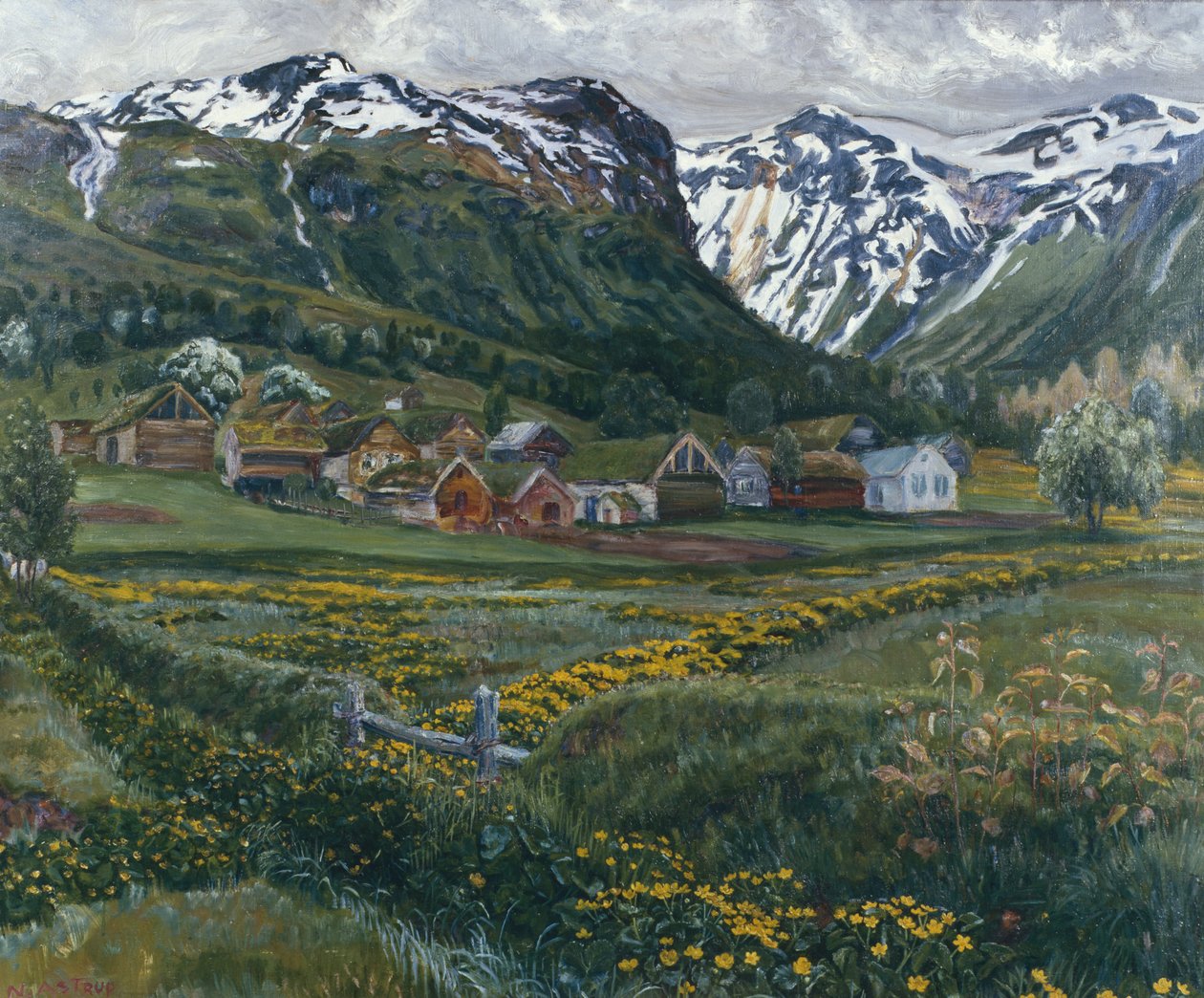 Juninacht und alter Jølster-Hof von Nikolai Astrup