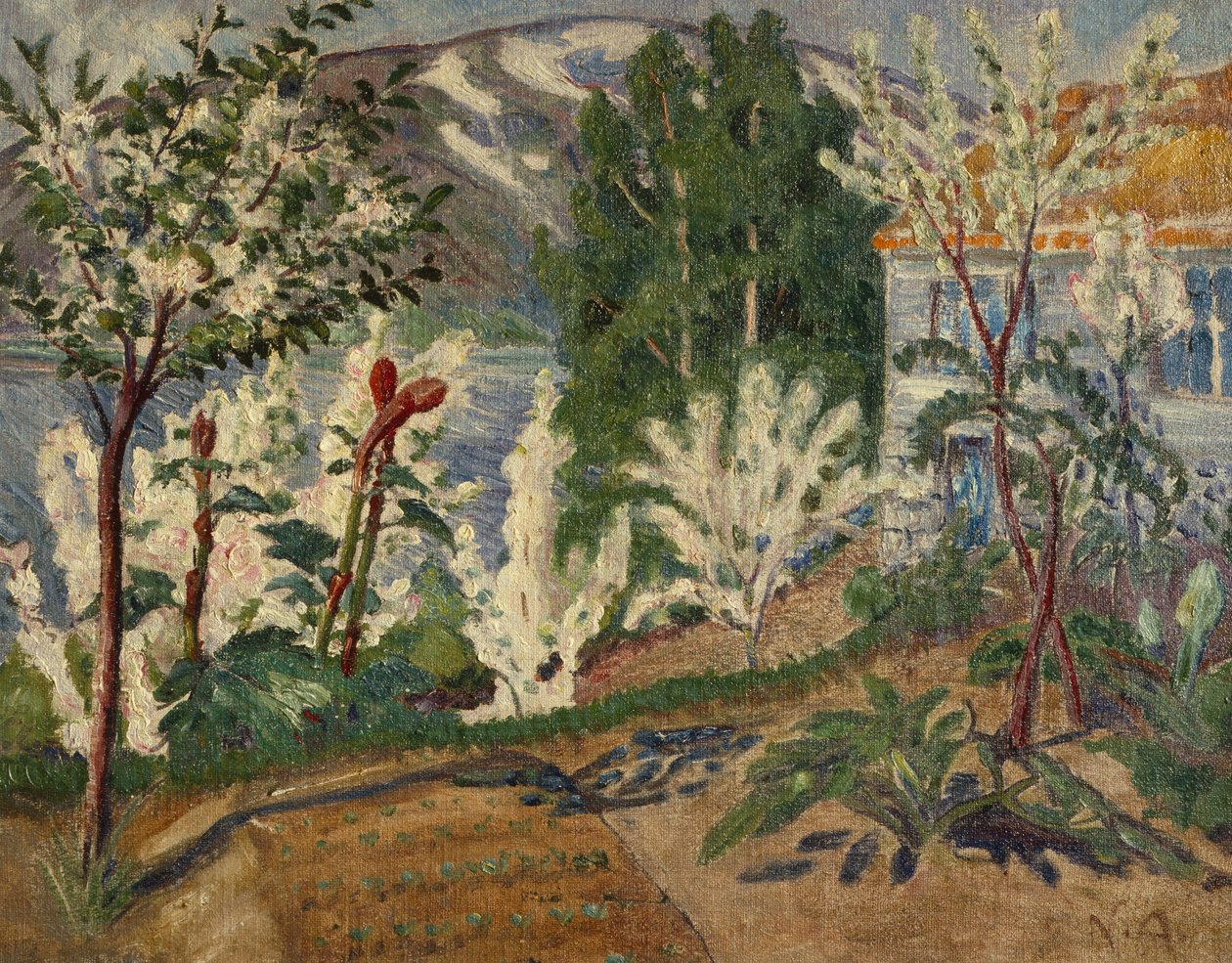 Weiße Blüte am Jølster-See von Nikolai Astrup