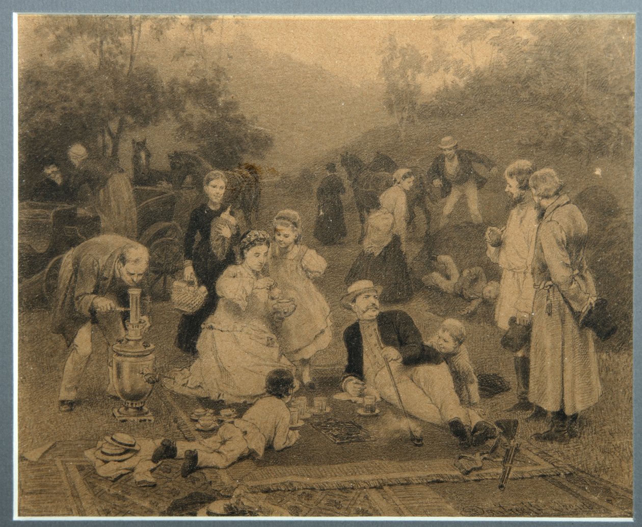 Teegesellschaft des Grundbesitzers von Nikolai Dmitrievich Dmitriev Orenburgsky