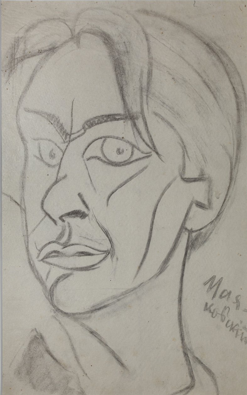 Dichter Wladimir Majakowski (1893-1930) (1913) von Nikolai Ivanovich Kulbin