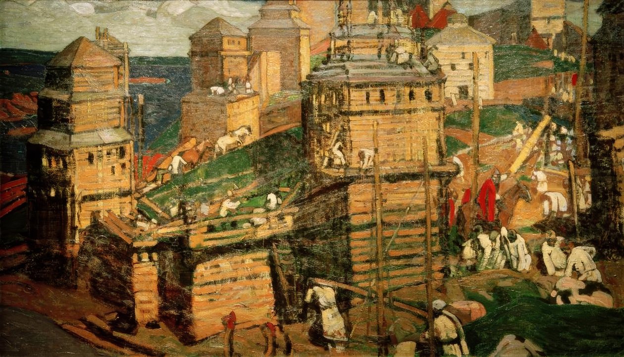Bau einer Stadt von Nikolai Konstantinowitsch Roerich