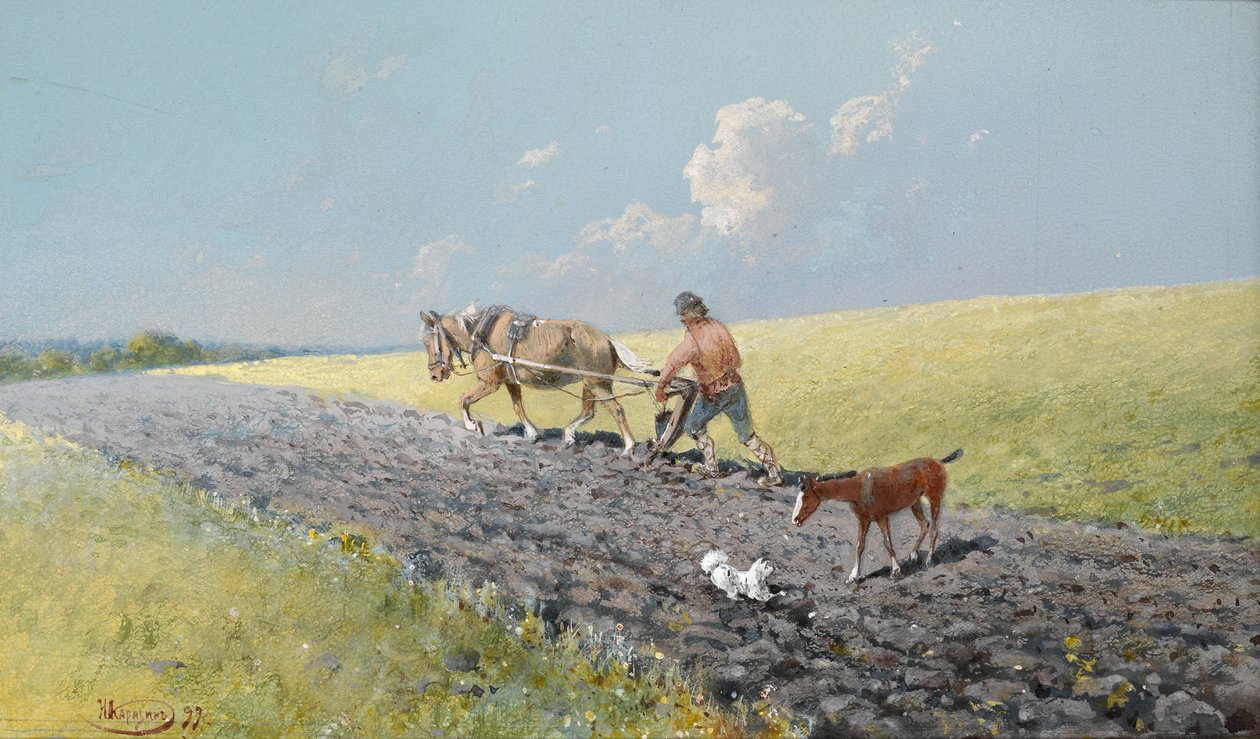 Feld pflügen, 1899 von Nikolai Nikolayevich Karasin