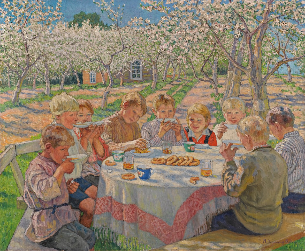 Tee im Apfelgarten von Nikolai Petrovich Bogdanov Belsky