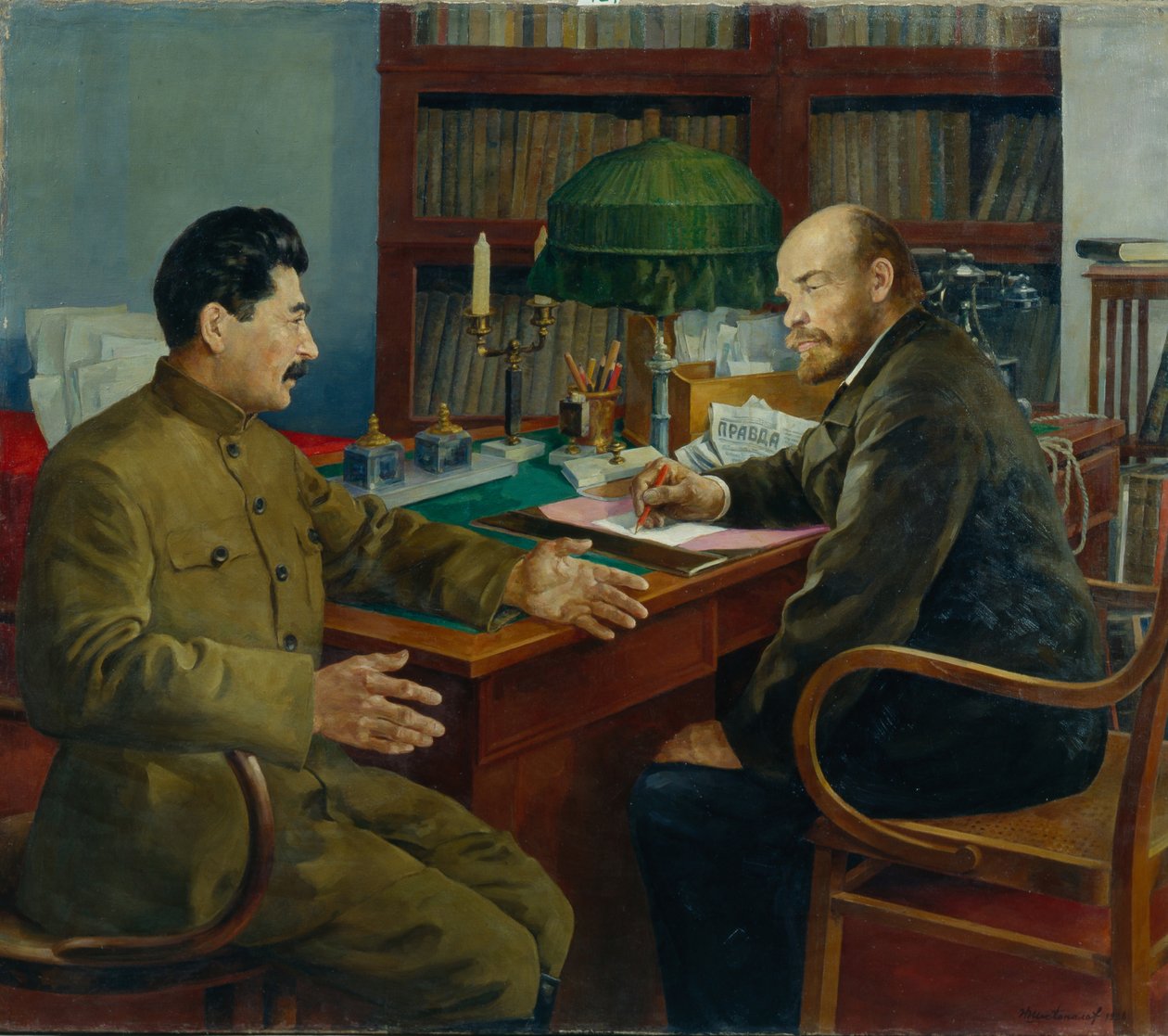 Lenin und Stalin, 1938 von Nikolay Ivanovich Shestopalov