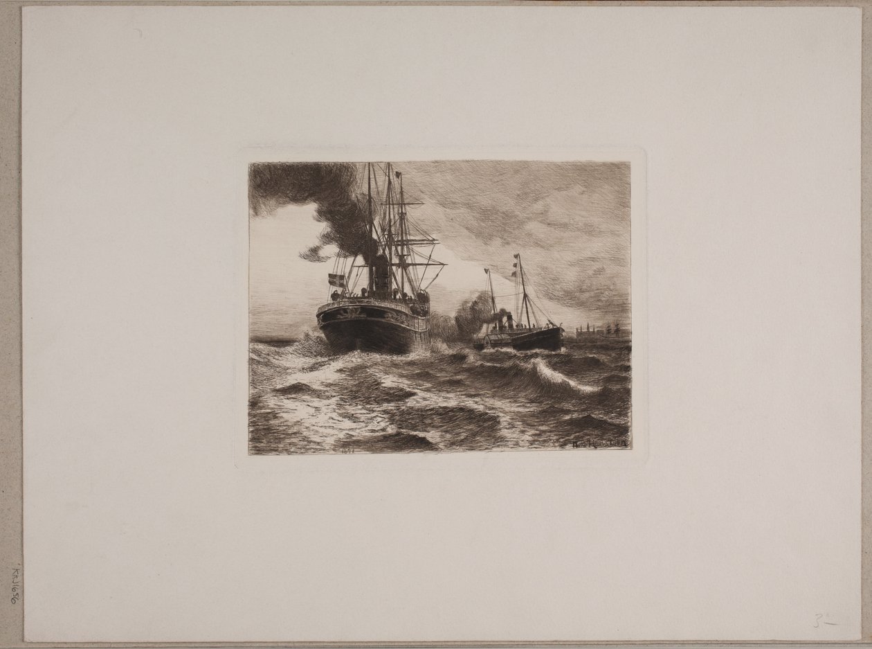 Dampfschiffe bei Kronborg von Nils Severin Lynge Hansteen