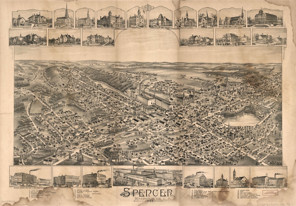 Spencer, Massachusetts, 1892 von O.H. Bailey and Co.
