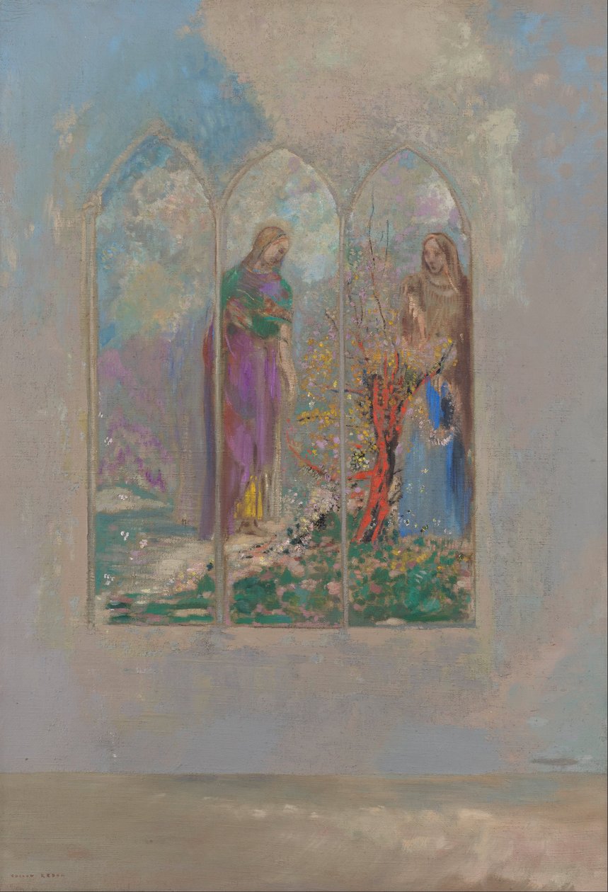 Andacht bei einem roten Busch von Odilon Redon