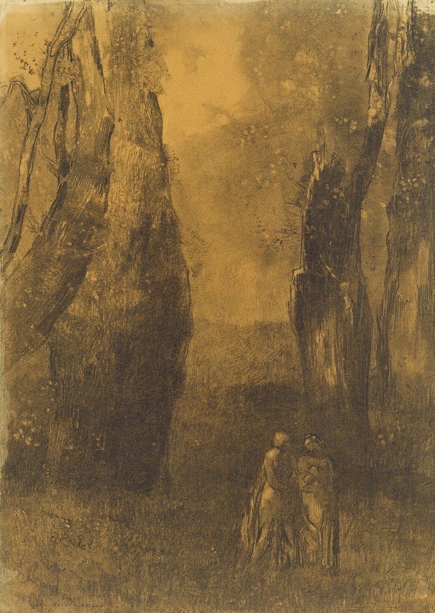 Liebende in einer felsigen Landschaft von Odilon Redon