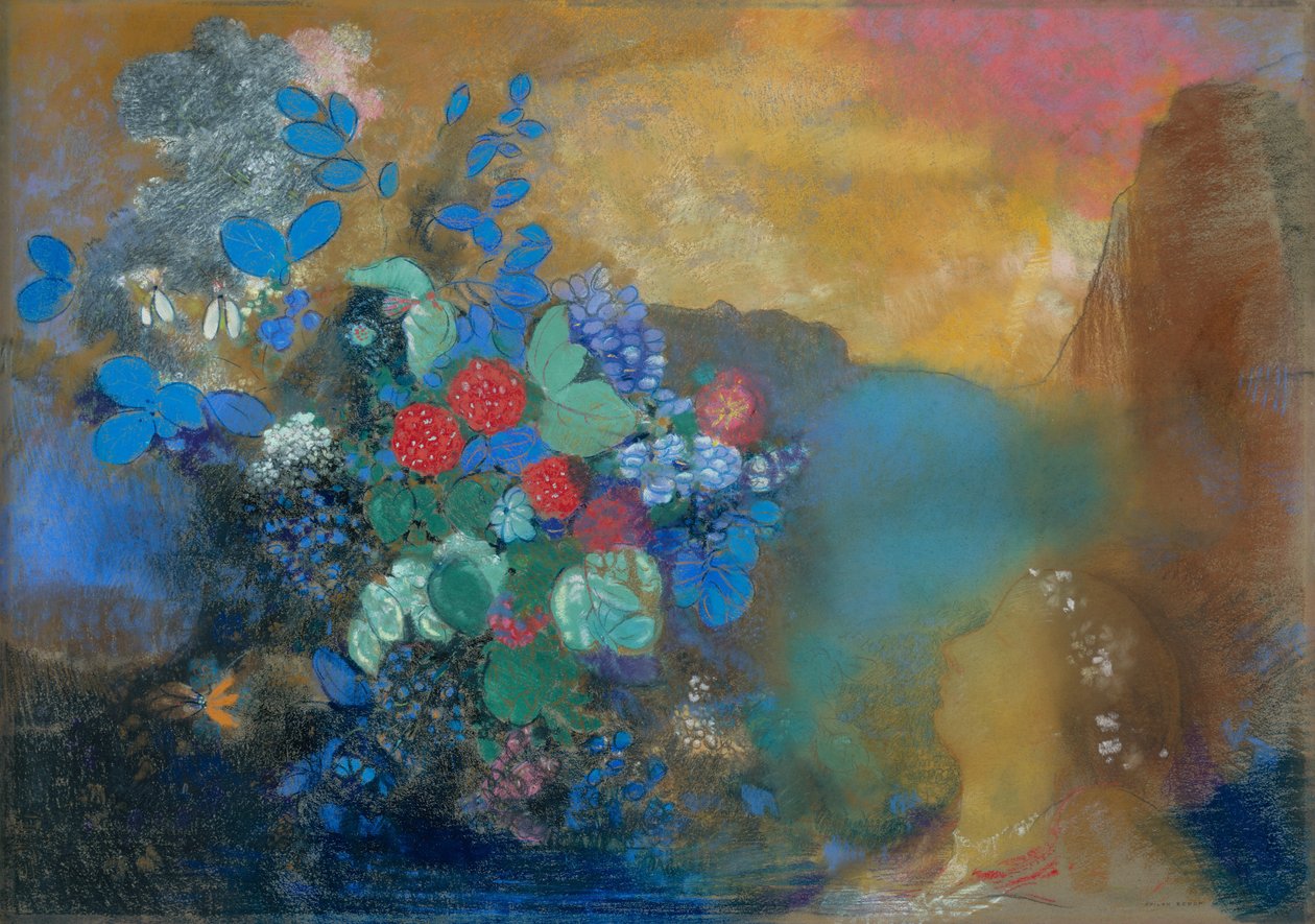 Ophelia unter den Blumen von Odilon Redon