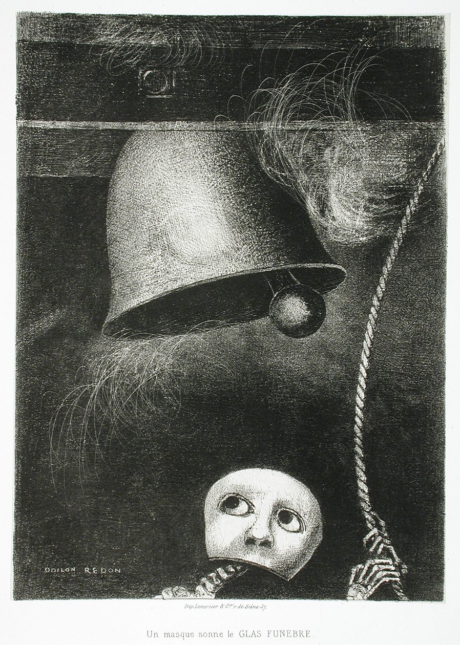Eine Maske läutet das Totenglöckchen von Odilon Redon