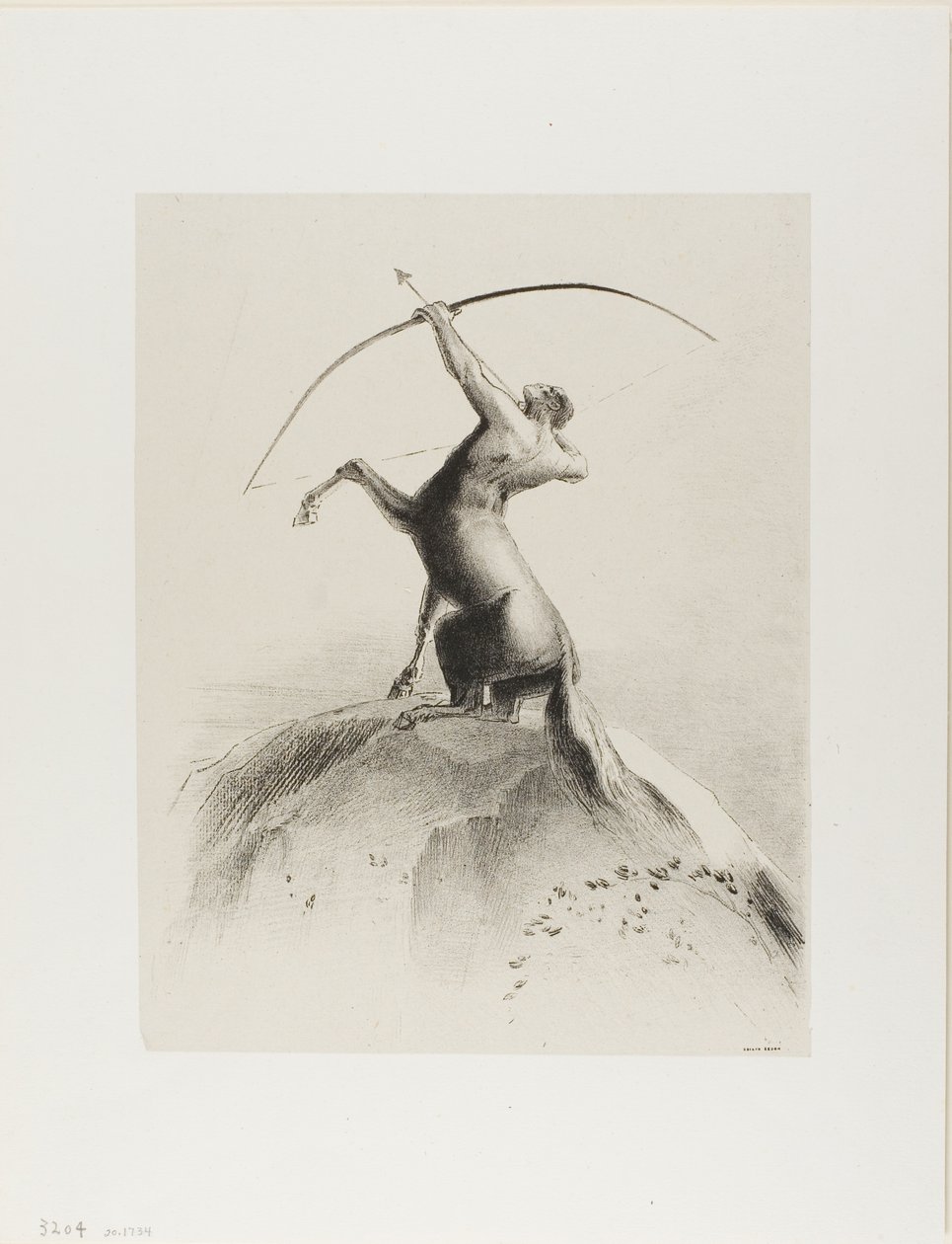 Zentaur zielt auf die Wolken von Odilon Redon