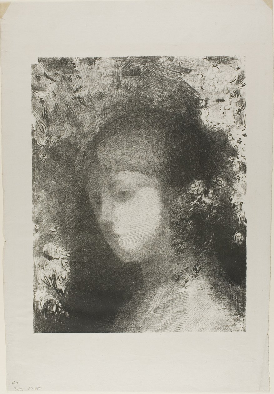 Kinderkopf mit Blumen von Odilon Redon