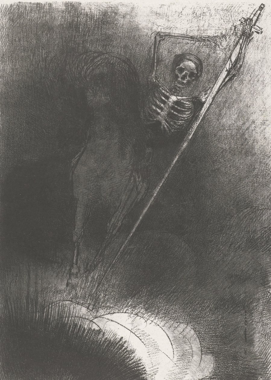 Der Tod auf einem Pferd, 1899 (Druck) von Odilon Redon