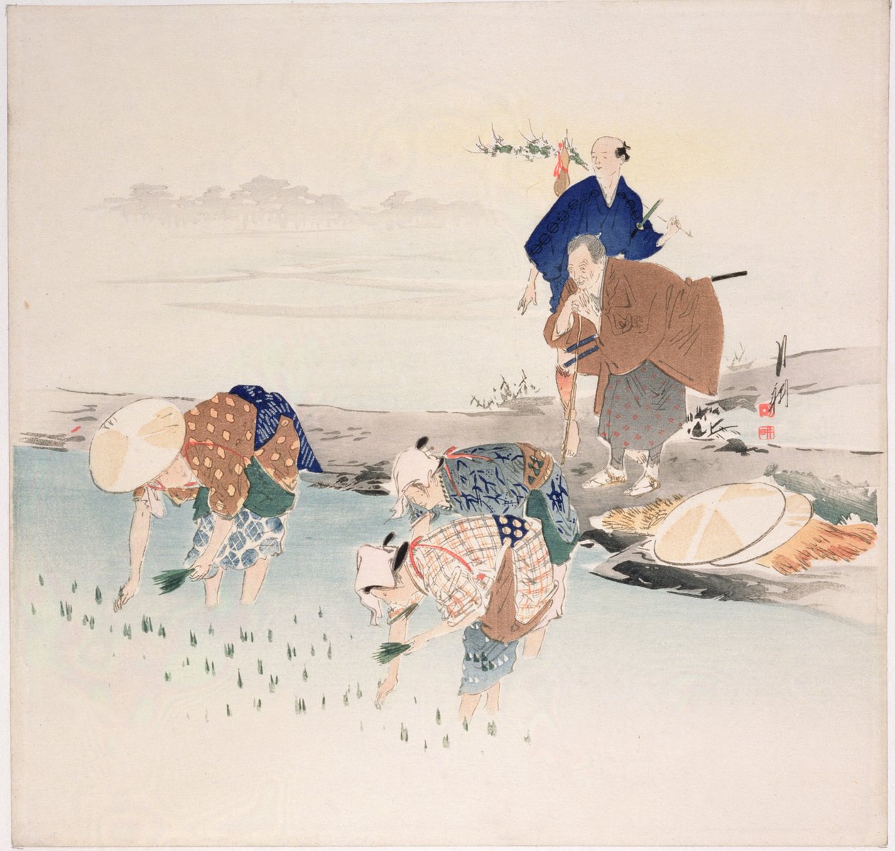 Reispflanzung, ca. 1890er-1900er von Ogata Gekko