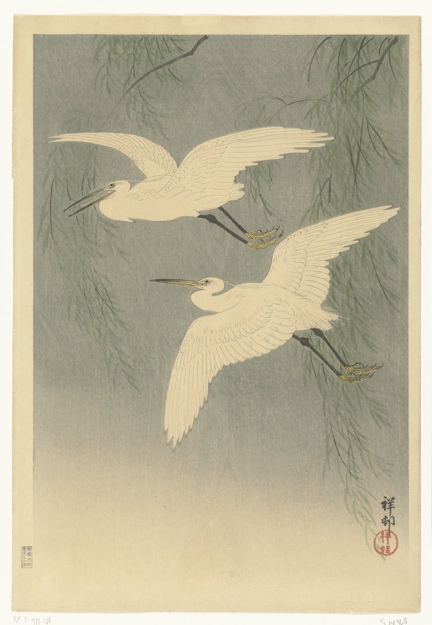 Kleine Silberreiher im Flug von Ohara Koson