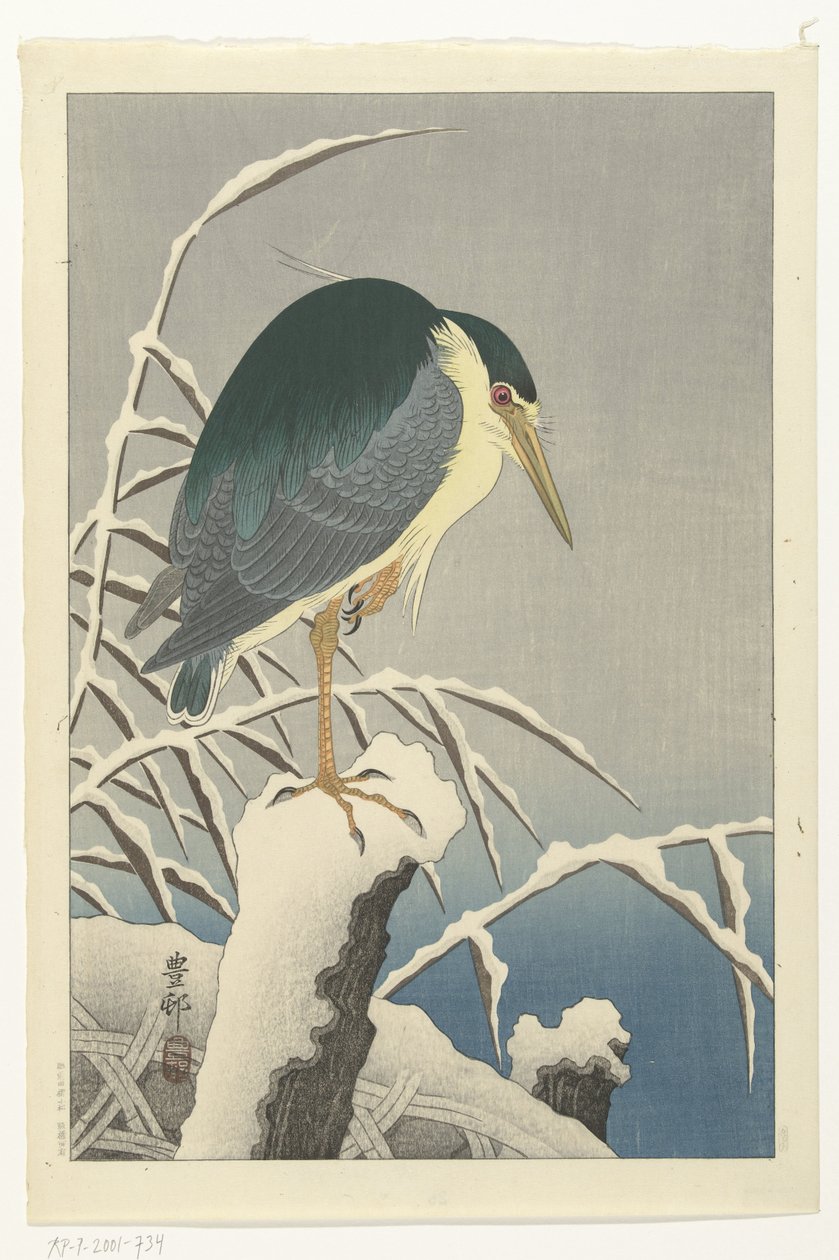 Reiher im Schnee von Ohara Koson