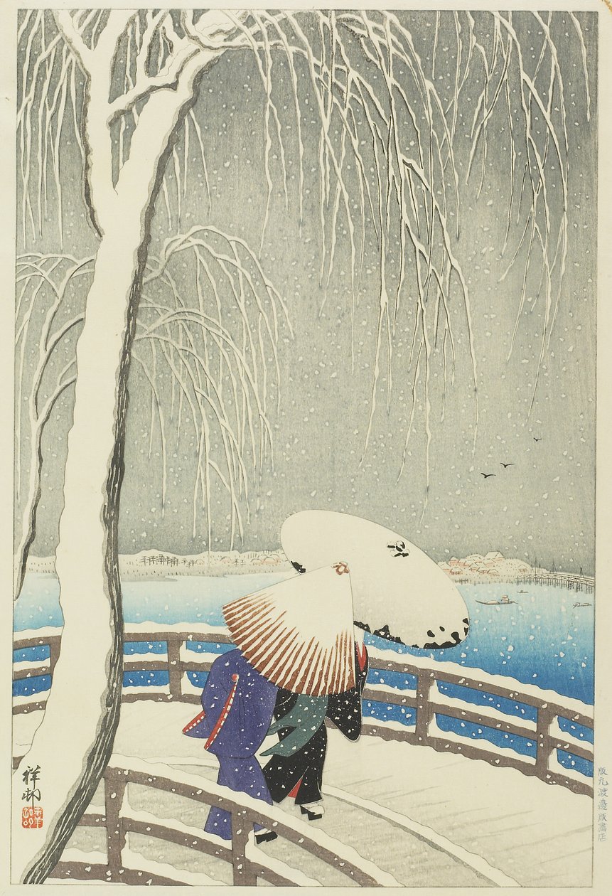 Schnee in Yanagibashi, 1927 von Ohara Koson