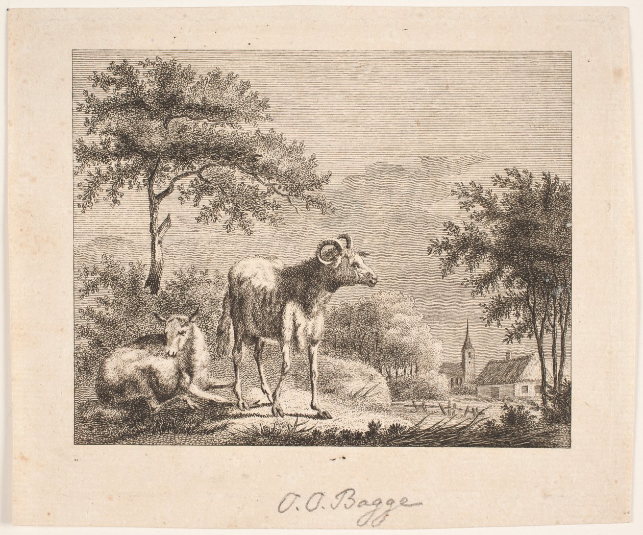 Landschaft mit Schafen von Oluf Olufsen Bagge