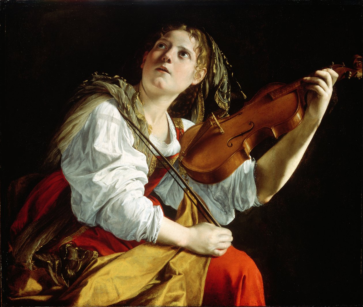 Junge Frau mit einer Violine von Orazio Gentileschi