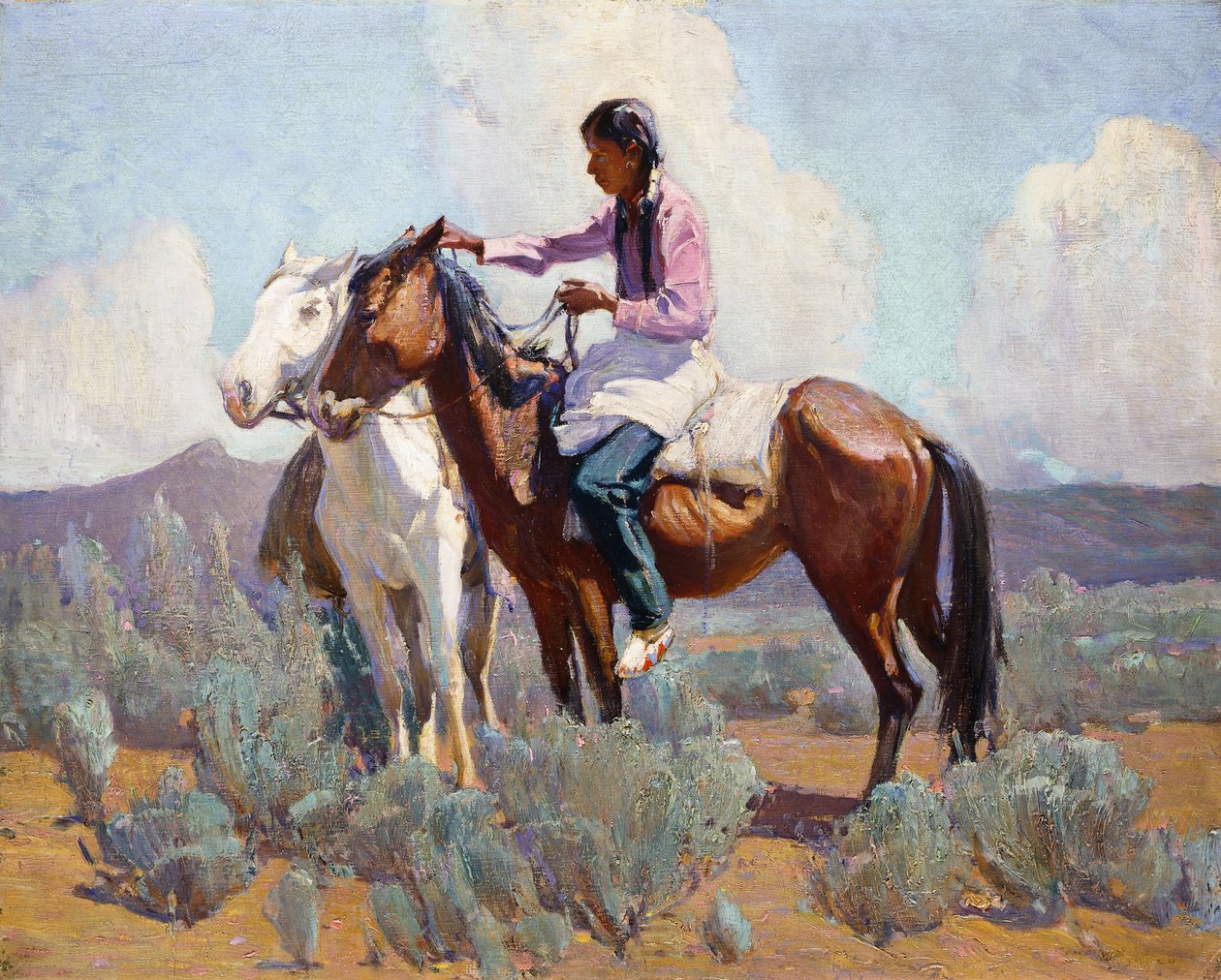 Indianer zu Pferd von Oscar Edward Berninghaus