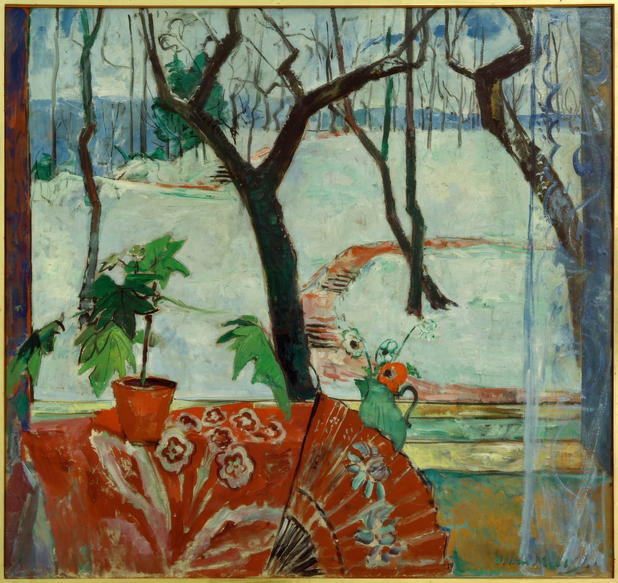Atelierfenster in Breslau mit Schneelandschaft von Oskar Moll