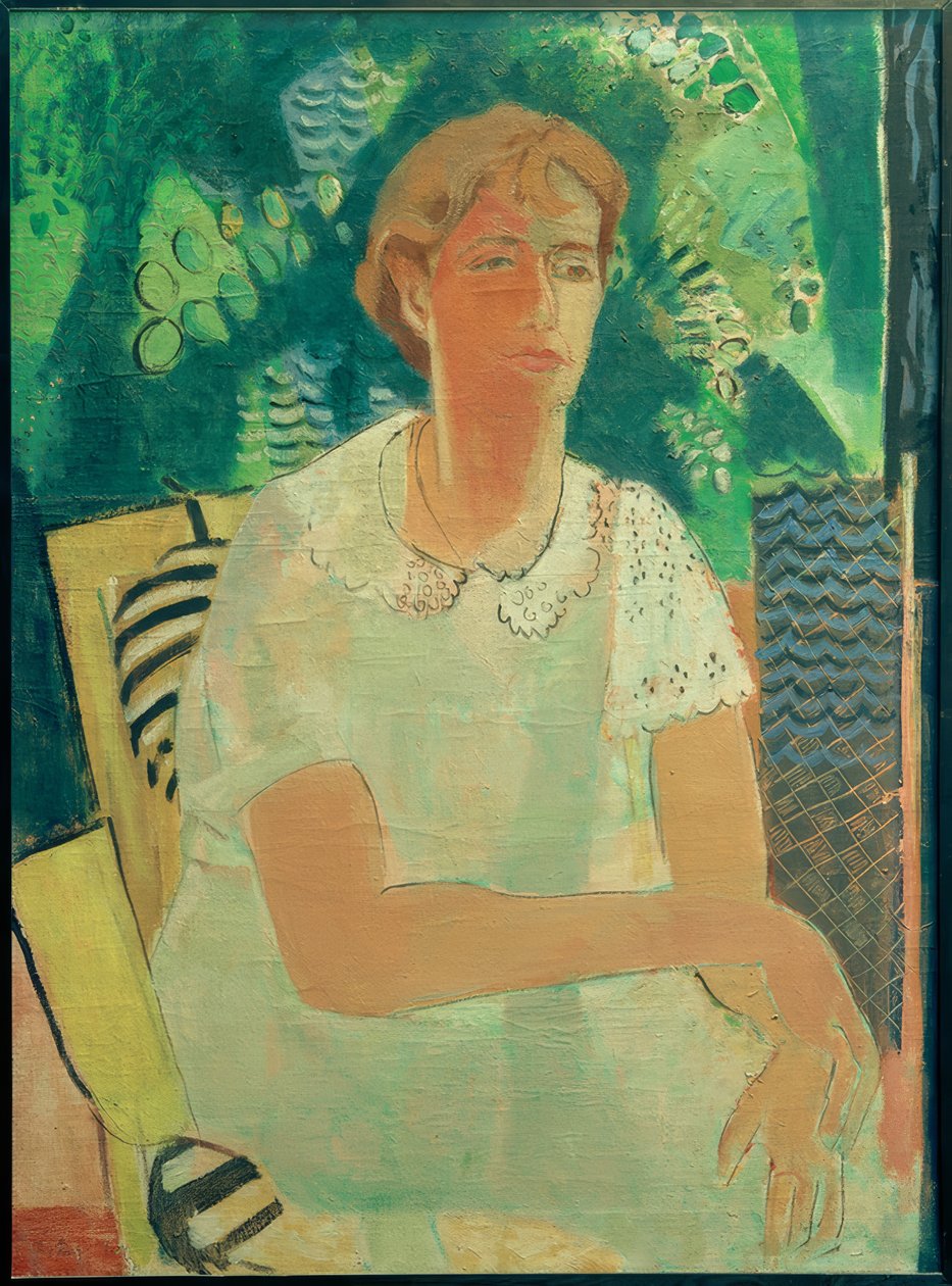 Porträt Lita im Freien von Oskar Moll