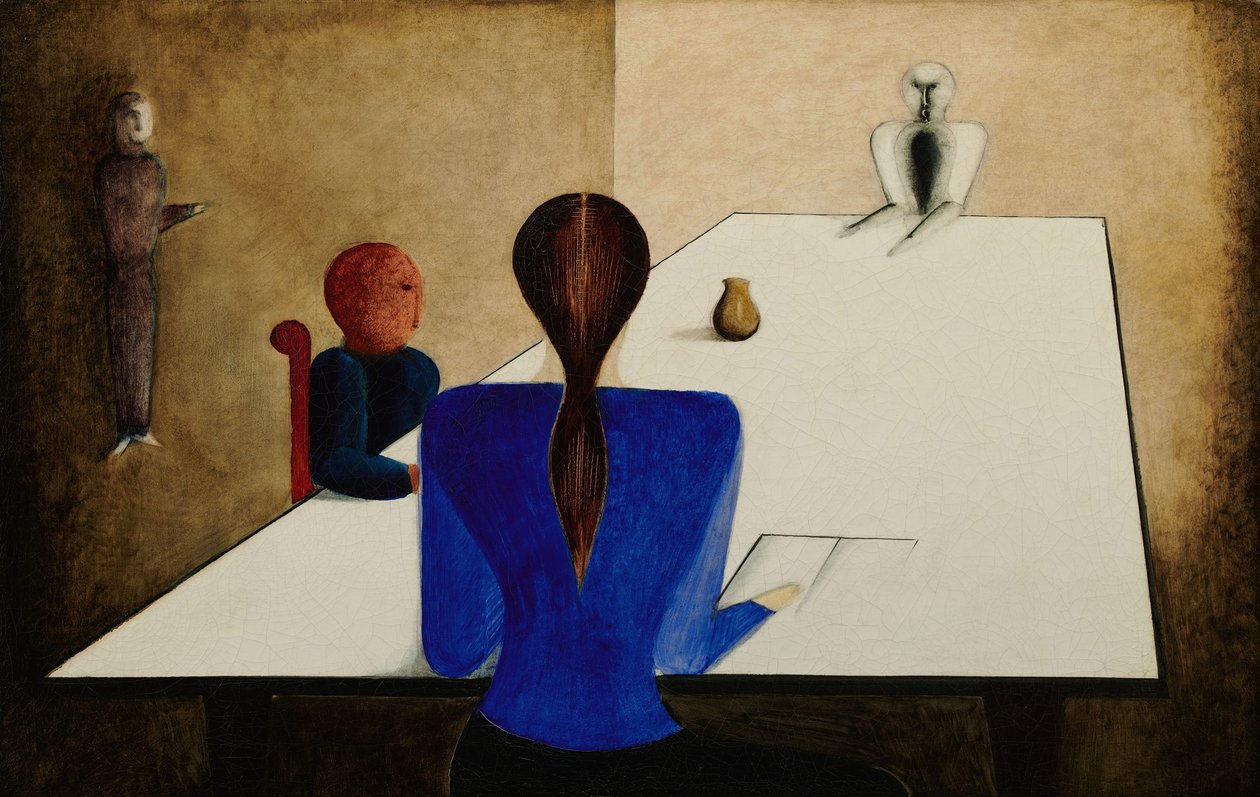 Gruppe am Tisch von Oskar Schlemmer
