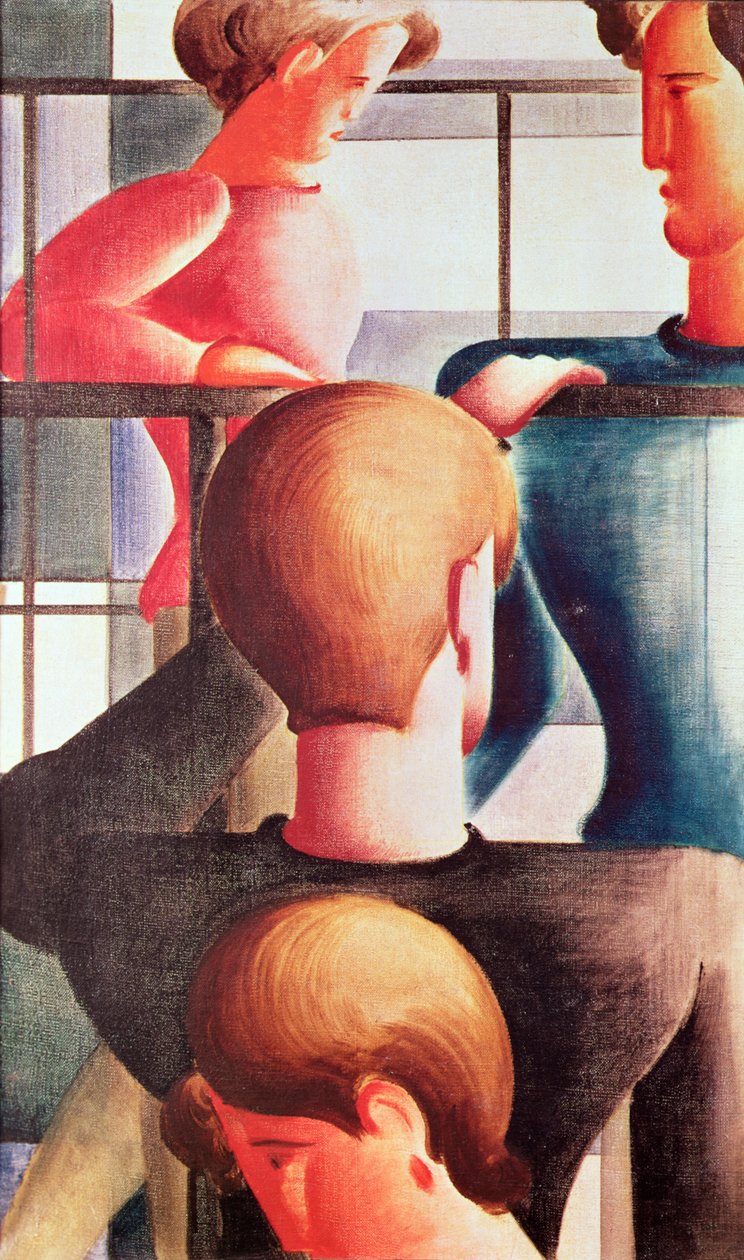 Gruppe an einem Geländer von Oskar Schlemmer