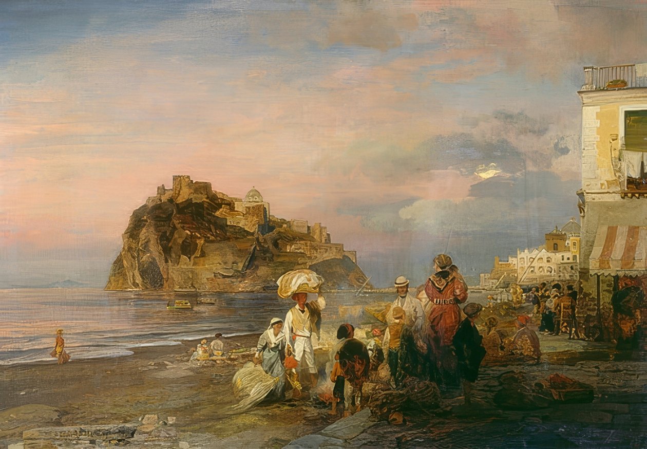Abendlicher Strand bei Ischia von Oswald Achenbach