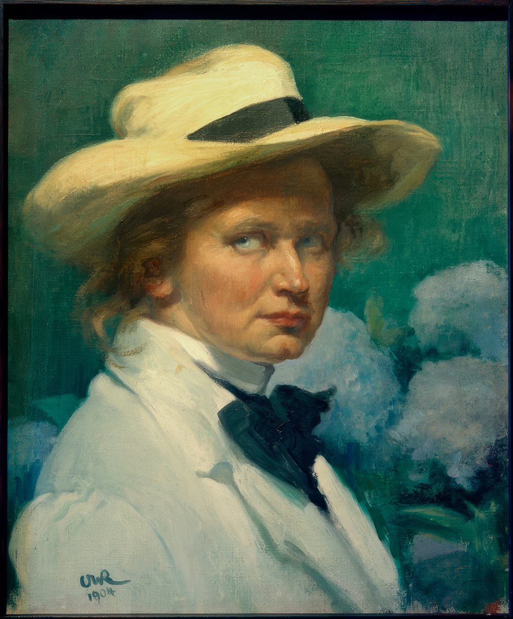 Selbstbildnis mit weißem Hut von Ottilie Roederstein